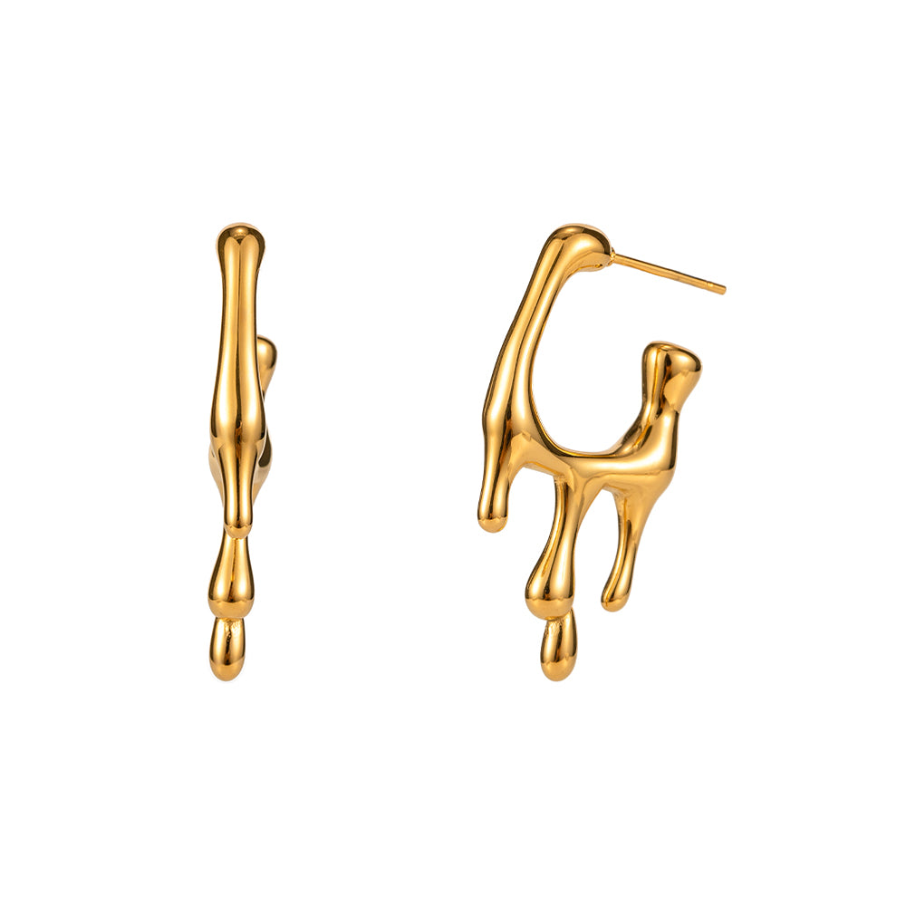 Flamed Hoop Earrings: 18K Gold Plated