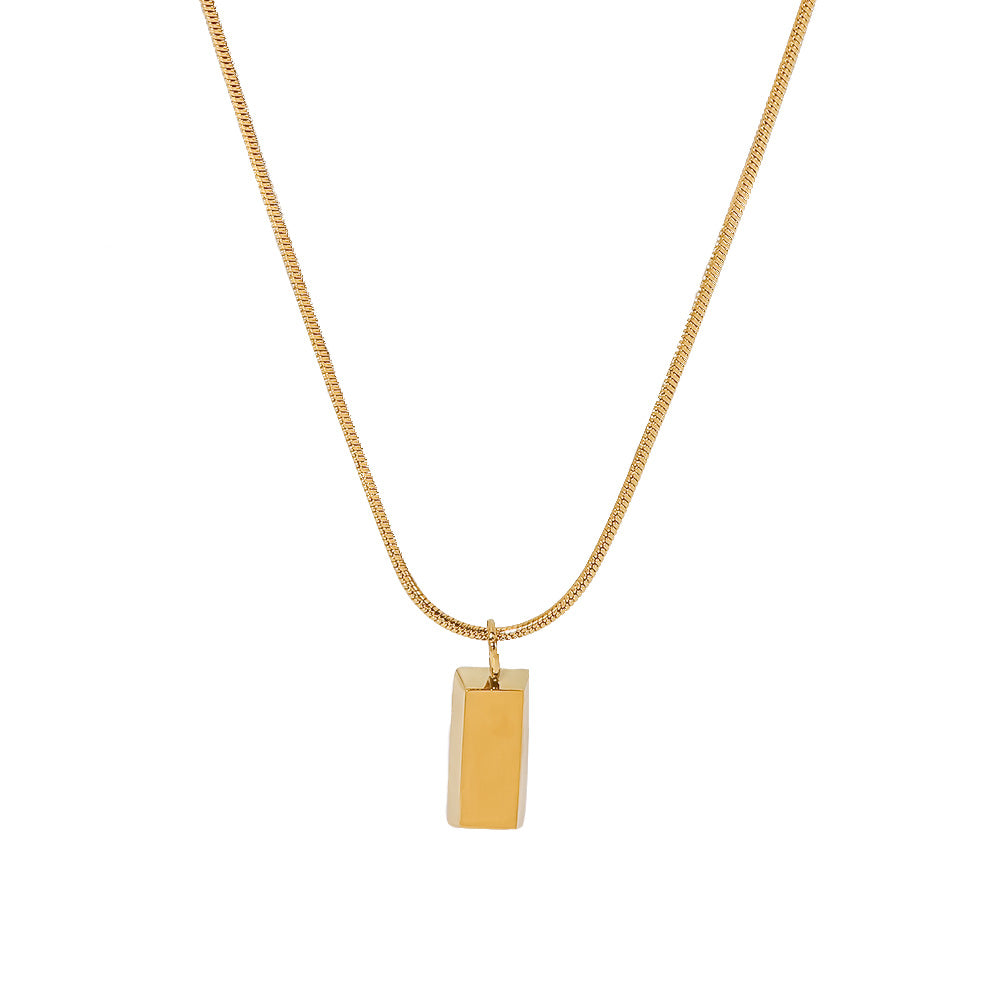 Gold Brick Necklace: 18K Gold Plated