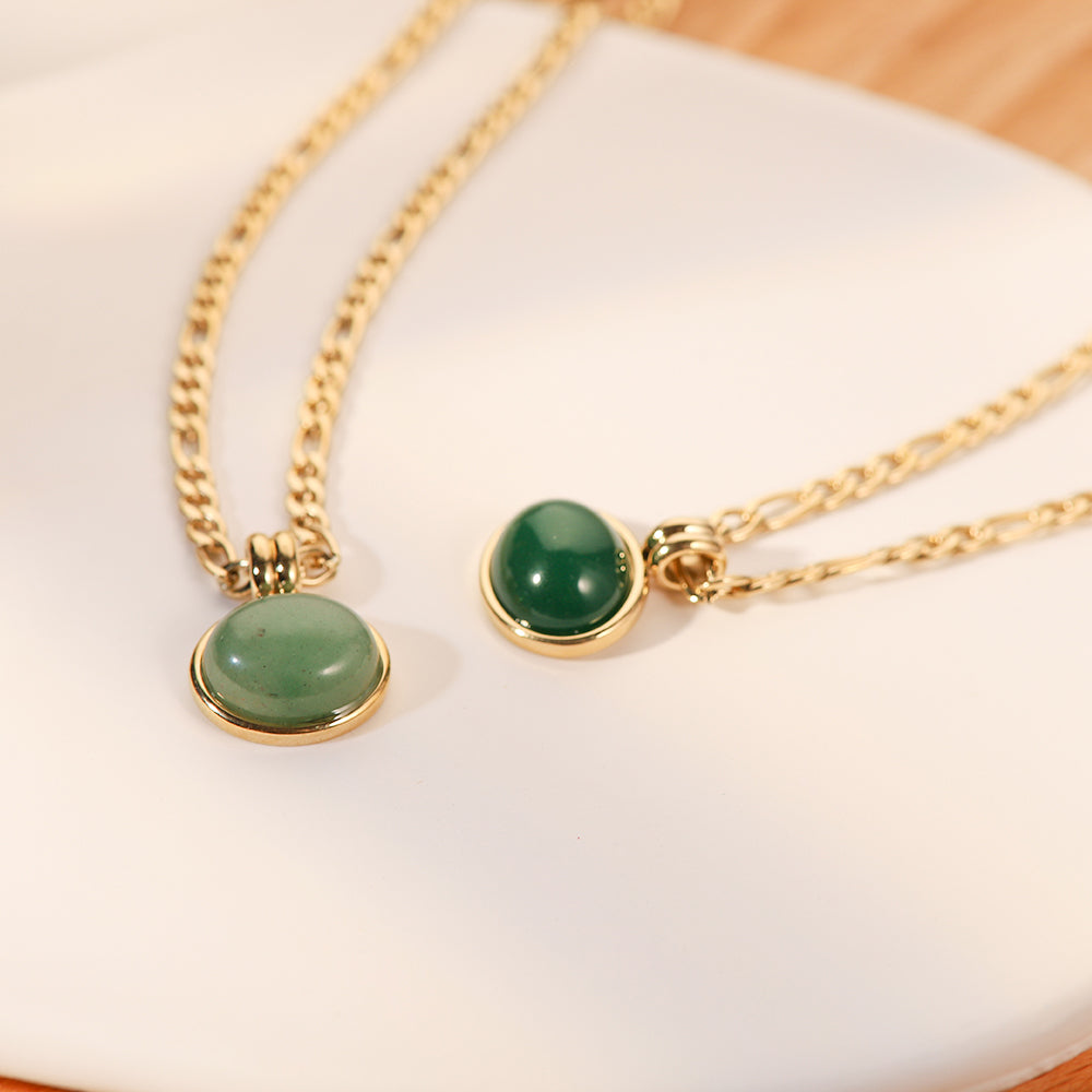 Green Agate Necklace: 18K Gold Plated