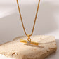 T-Bar Pendant Necklace: 18K Gold Plated