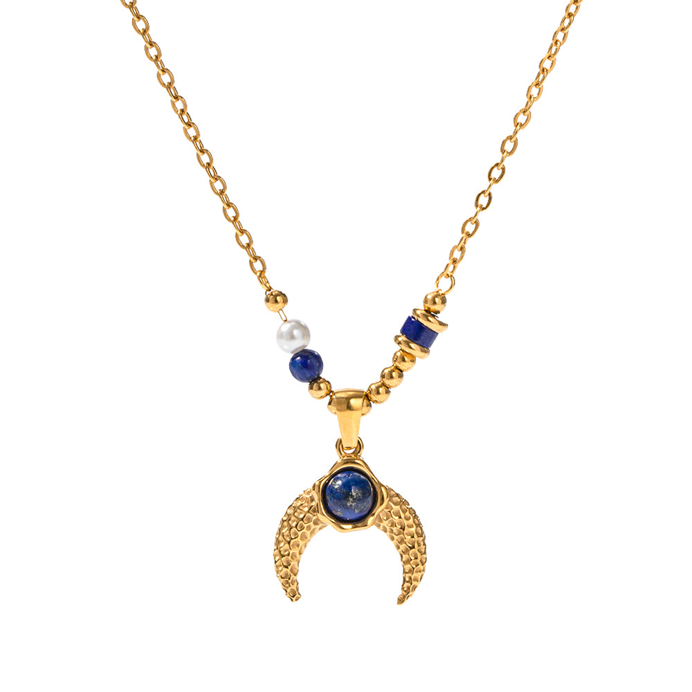 Lapis Moon Necklace: 18K Gold Plated