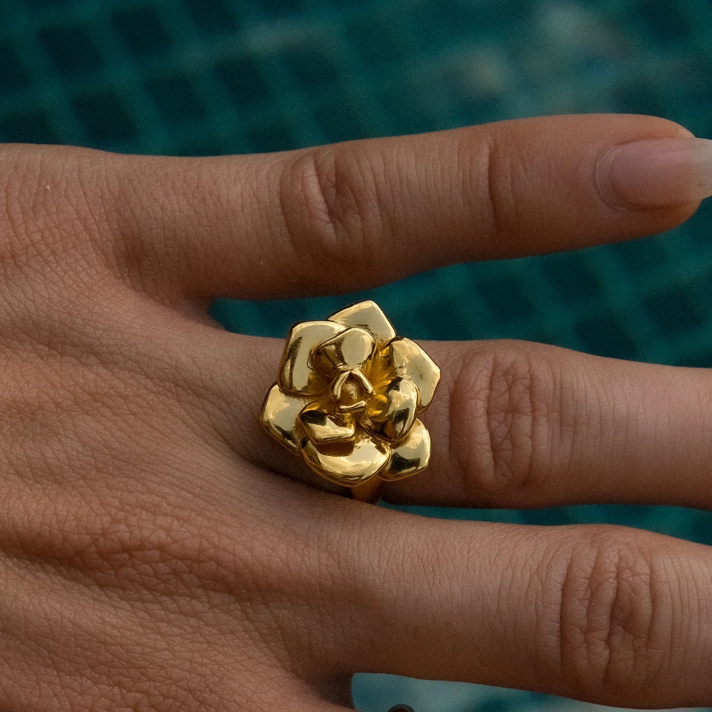 Camellia Ring (Adjustable): 18K Gold Plated