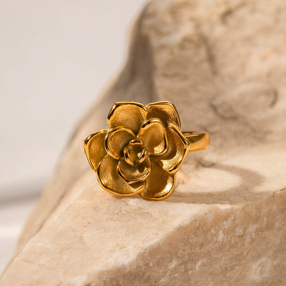 Camellia Ring (Adjustable): 18K Gold Plated