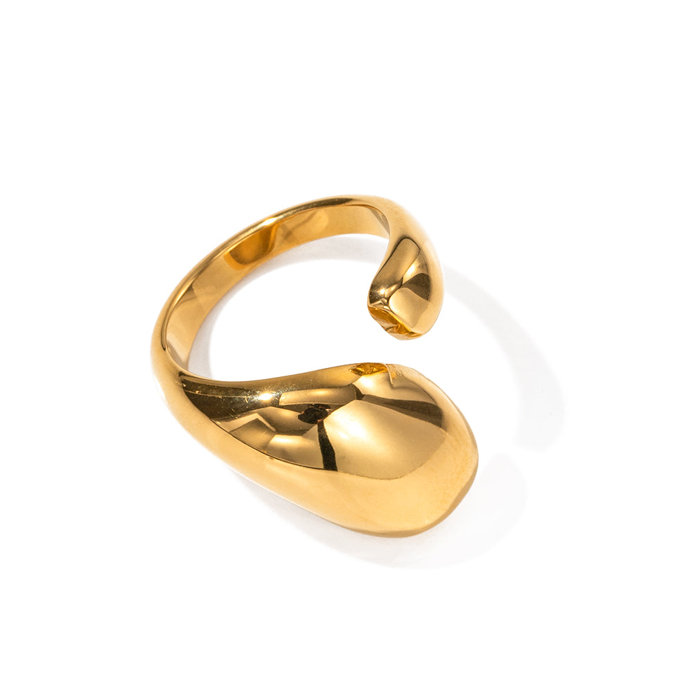 Waterdrop Statement Open Ring: 18K Gold Plated