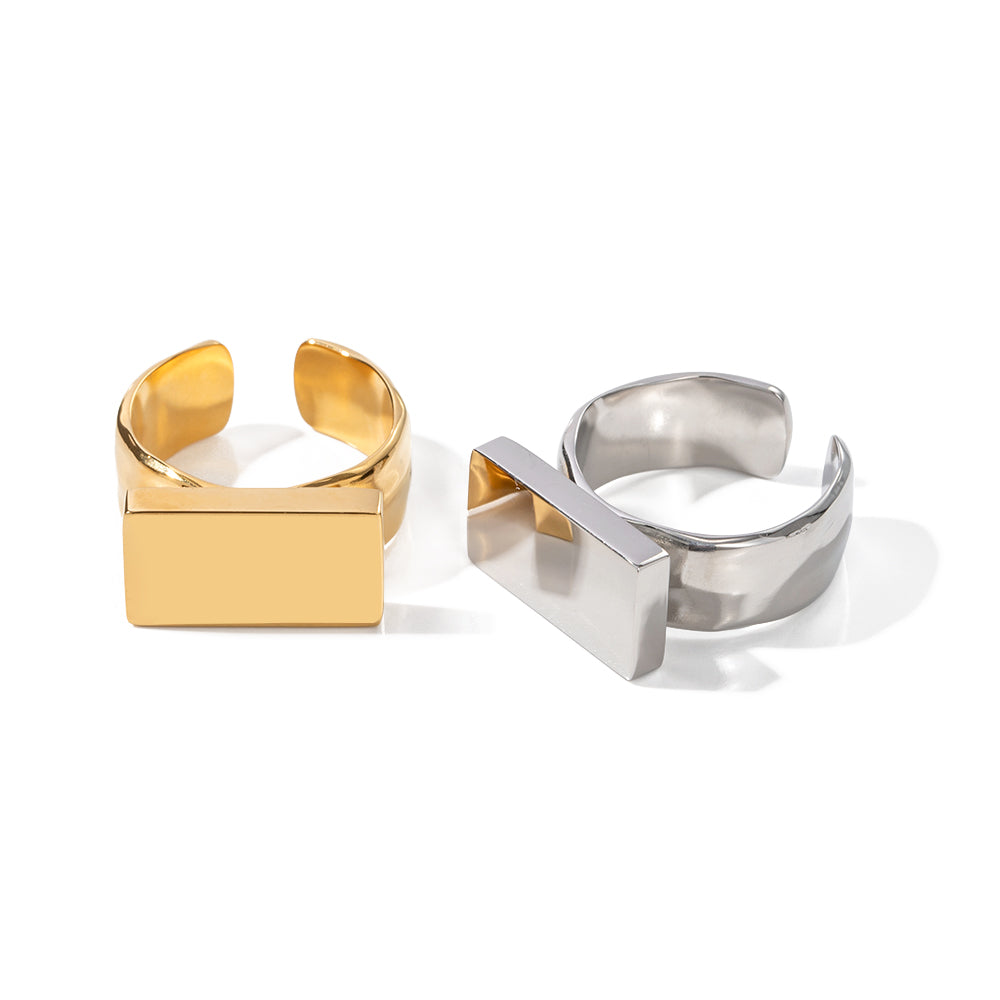 T-Bar Open Ring: 18K Gold/Sliver Plated