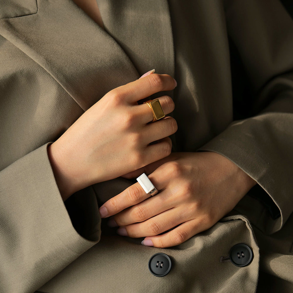 T-Bar Open Ring: 18K Gold/Sliver Plated