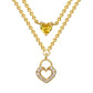 Zirconia Heart Double Layer Necklace: 18K Gold Plated