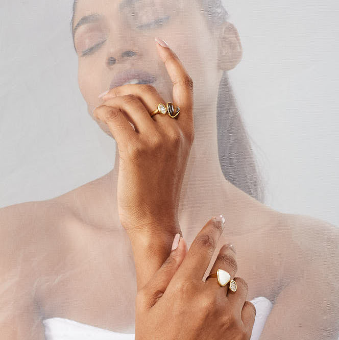 Sand 'N' Shells Open Ring: 18K Gold Plated