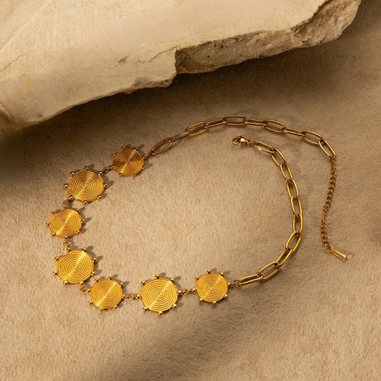 Modern Jalebi Necklace: 18K Gold Plated