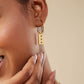 Black Semi-Precious Stone Earrings: 18K Gold Plated