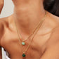 Green Agate Necklace: 18K Gold Plated