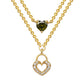 Zirconia Heart Double Layer Necklace: 18K Gold Plated