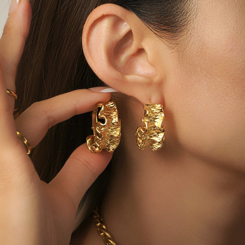 Chunky Enamel Hoop Earrings: 18K Gold Plated – Dorada Jewellery