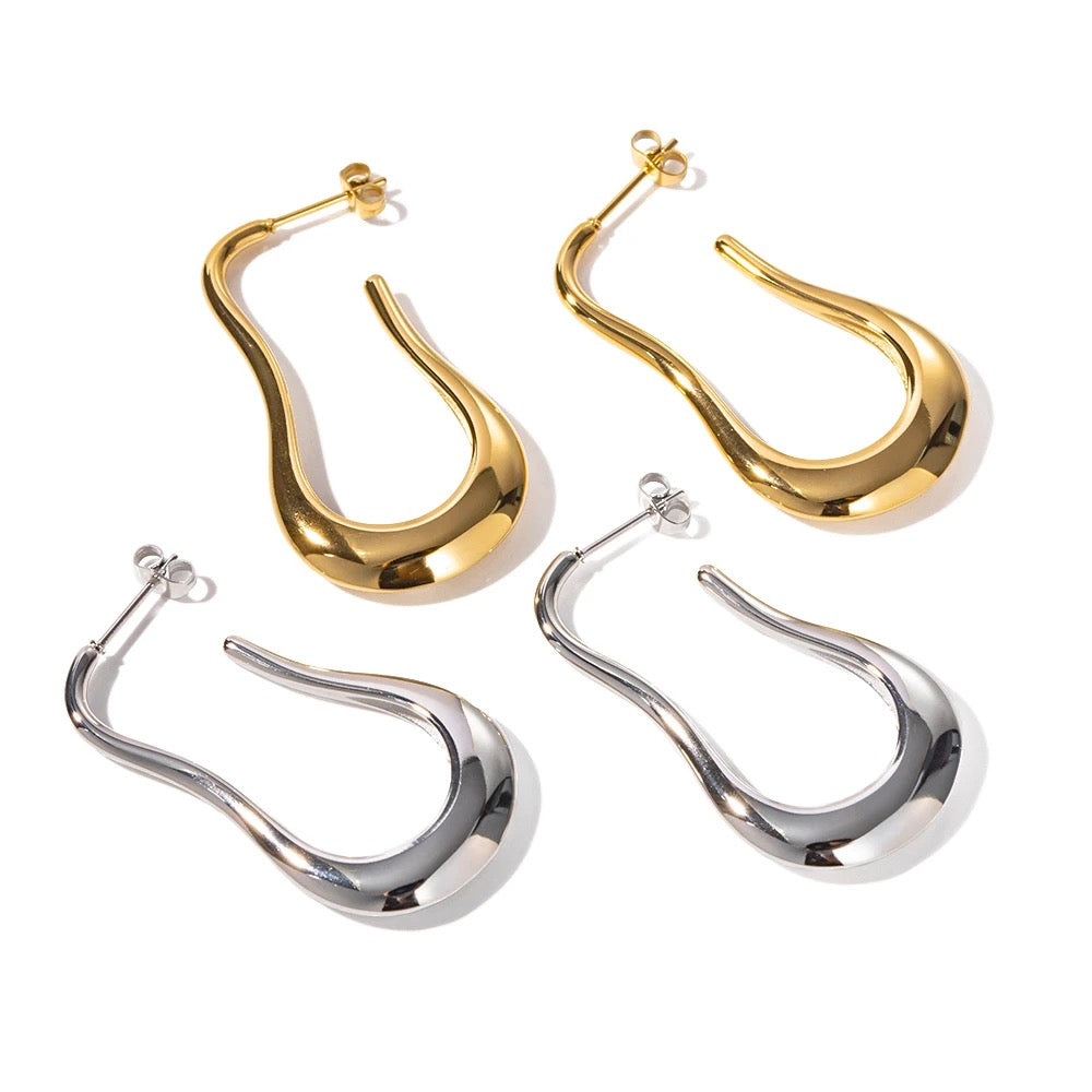 Curly Hoop Earrings: 18K Gold/ White Gold Plated