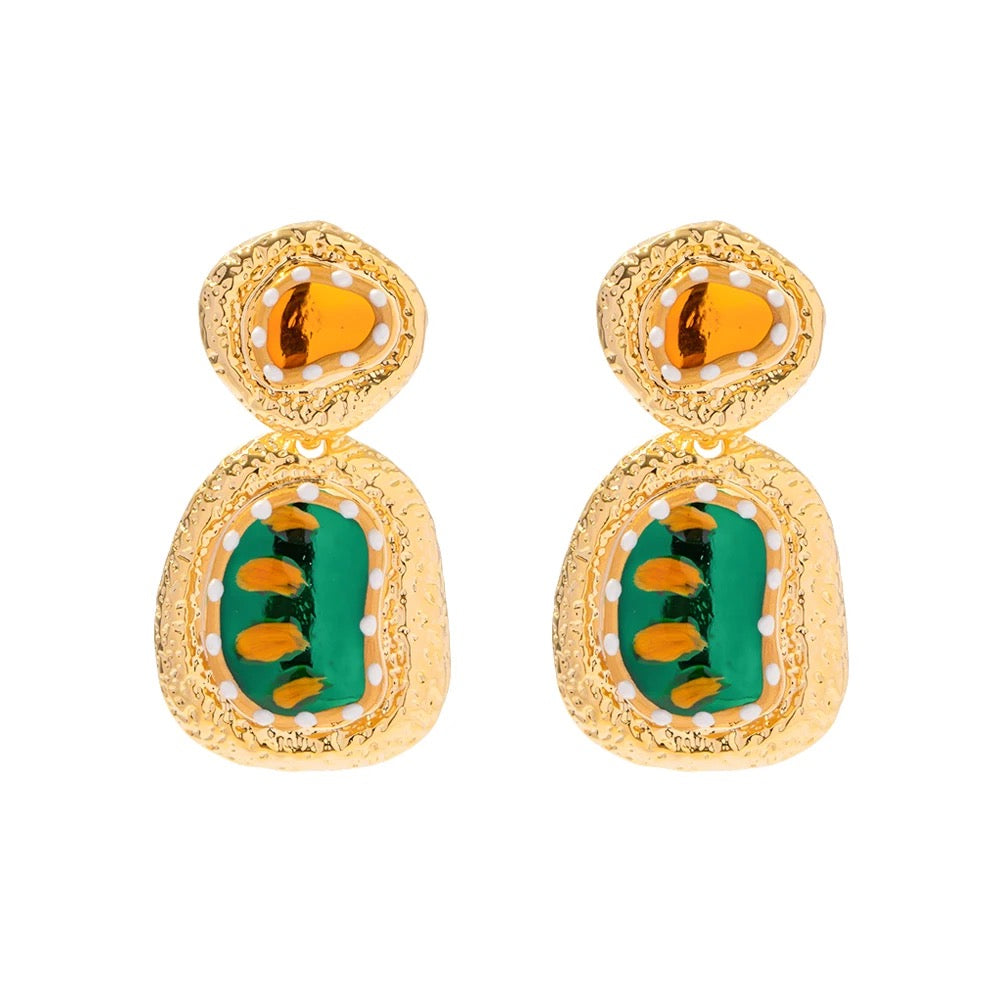 Vintage Flair Statement Earrings: 18K Gold Plated