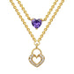 Zirconia Heart Double Layer Necklace: 18K Gold Plated