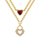 Zirconia Heart Double Layer Necklace: 18K Gold Plated