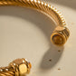 Natural Stone Twist Pave Bracelet: 18K Gold Plated