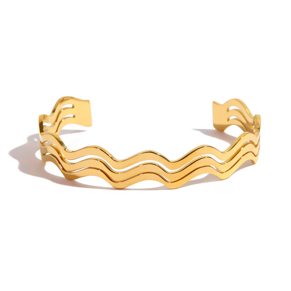 Water Wave Bracelet: 18K Gold Plated