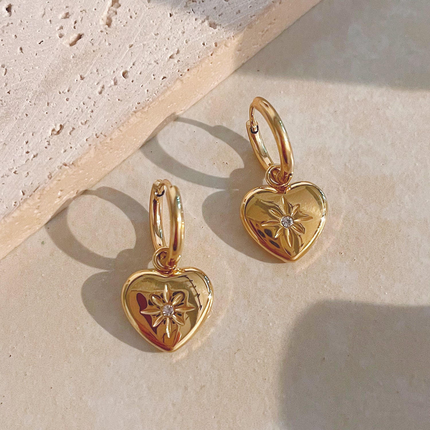Buy A PAIR AU750 Gold Stud Earrings18k Gold Heart Earringsmini Online in  India  Etsy