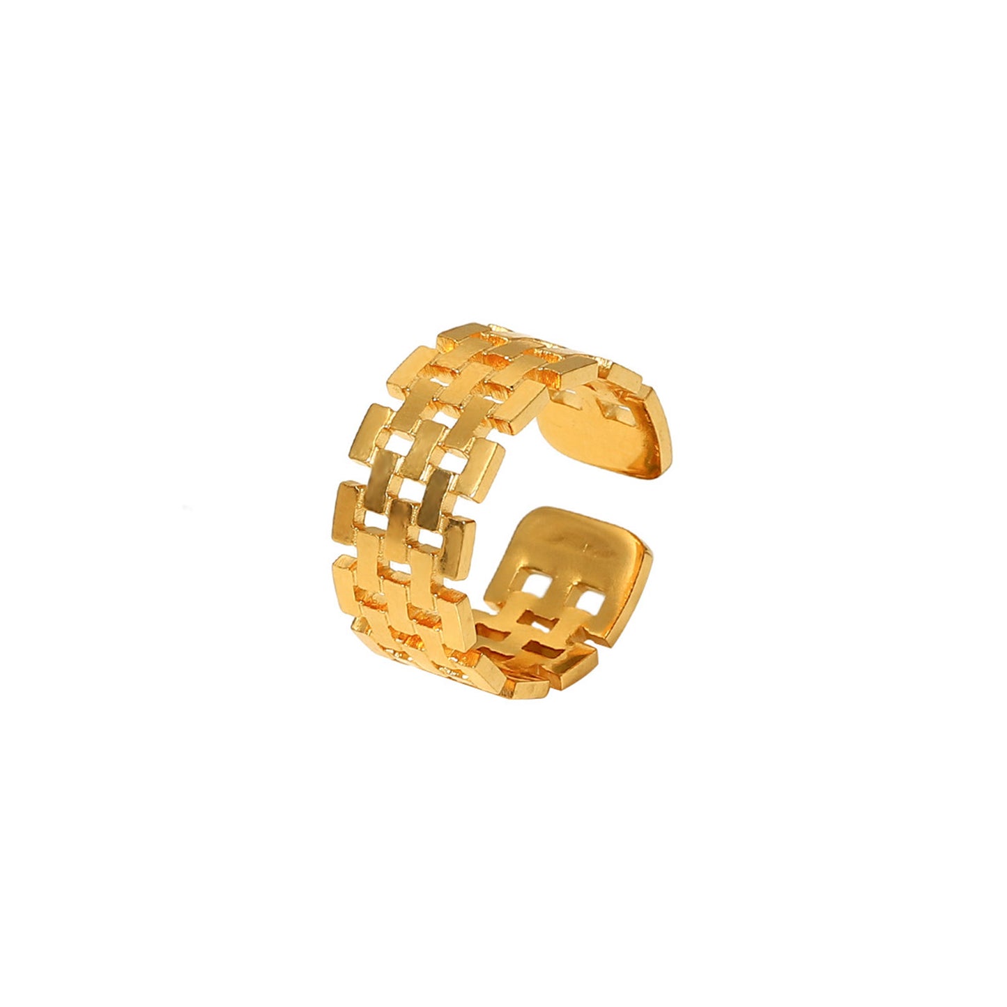 Wide Band Chain Adjustable Ring: 18k Gold Plated